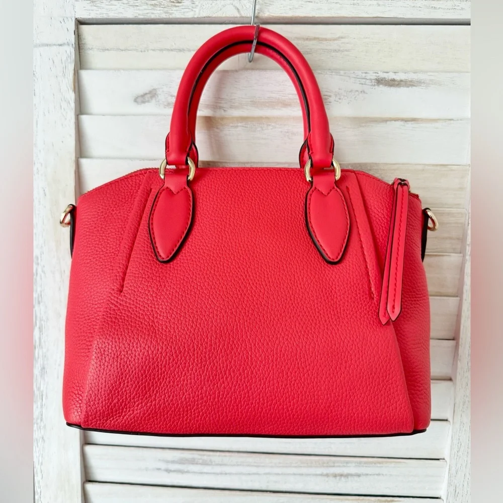 MICHAEL KORS SIENA Pebbled Leather Satchel Bag Leather Coral Dahlia